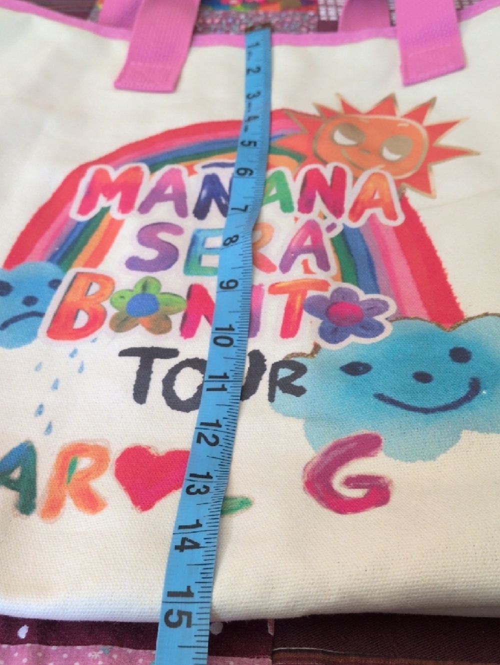 Karol G Mañana Será Bonito Tour Canvas Tote with Pink Trim - Picture 5 of 9